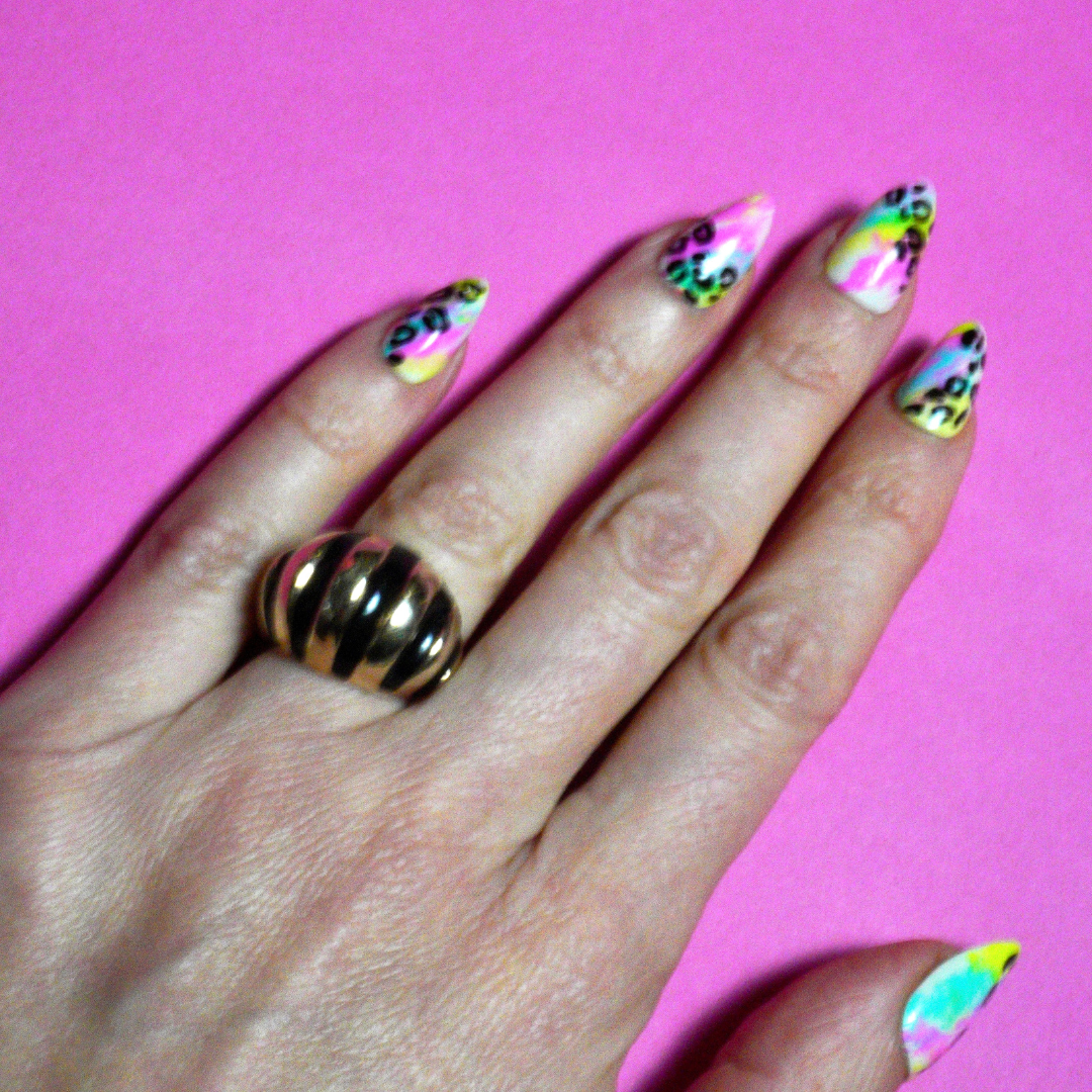 Vintage black and gold croissant Ring 2