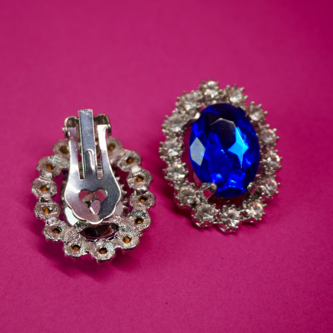 Vintage clip-on earrings (silver/blue)