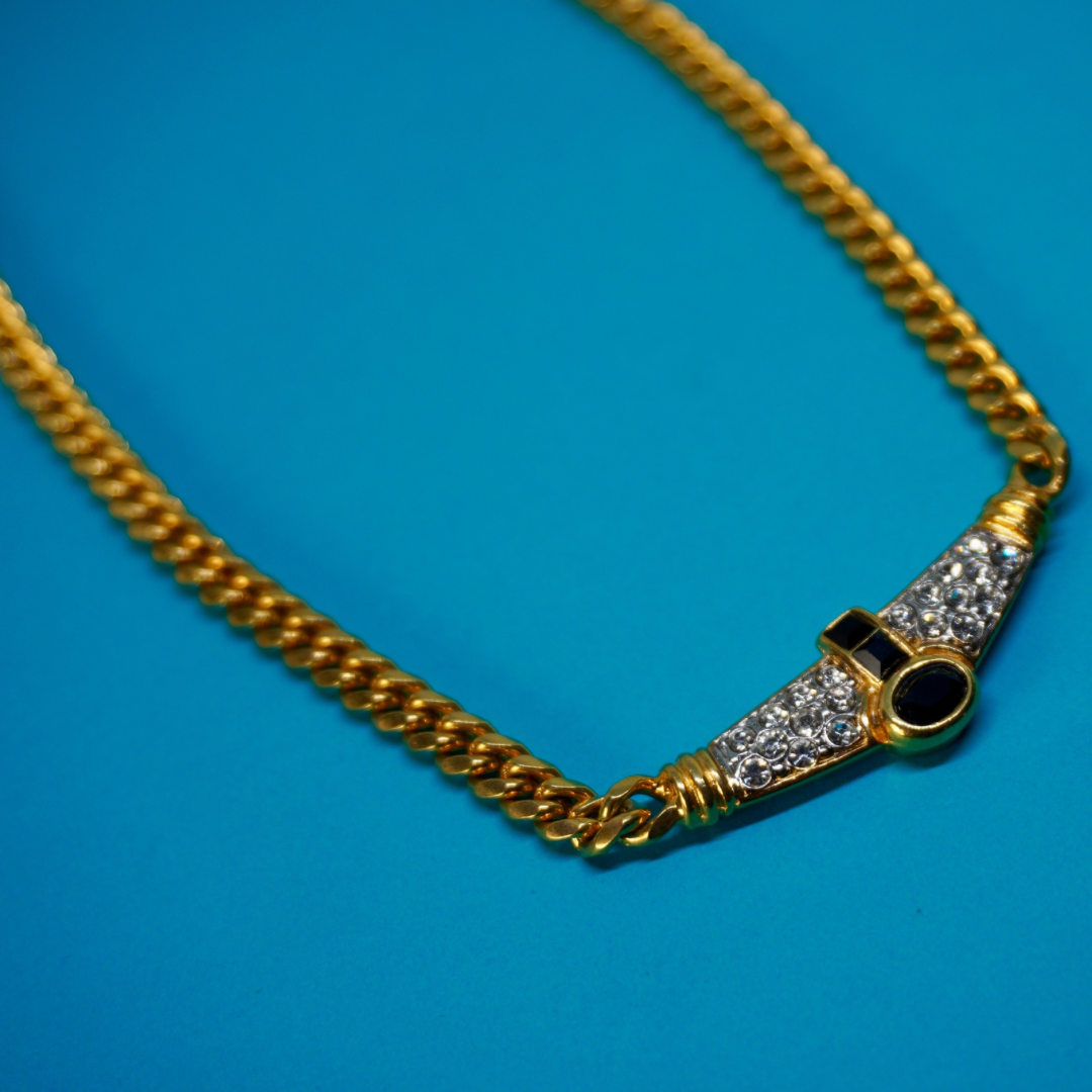 Vintage pavé rhinestone pendant necklace