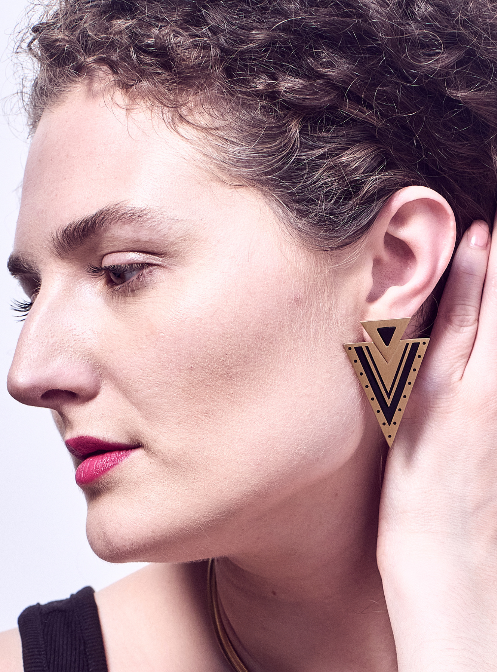 Electric Black Onyx Gold Earring