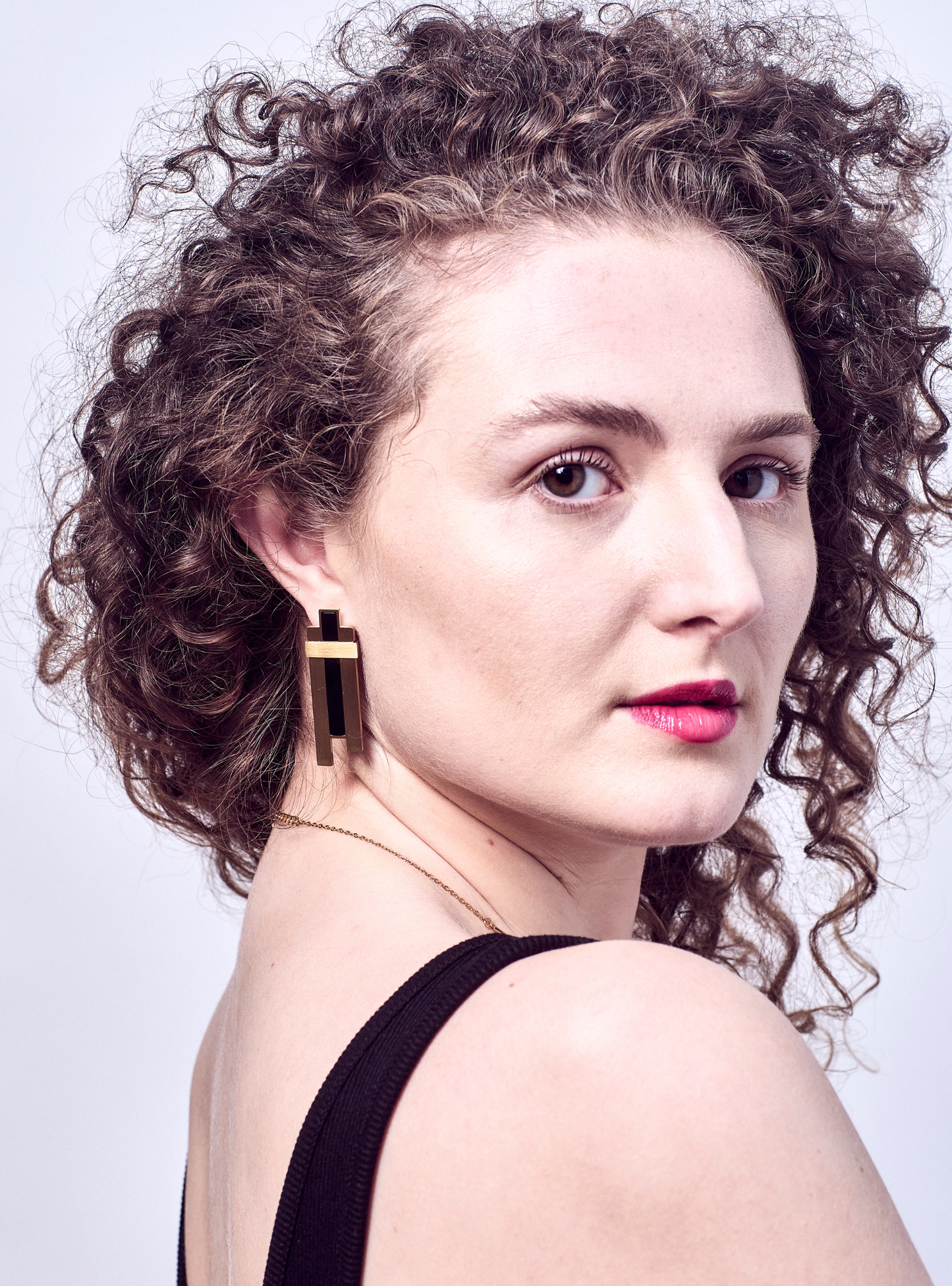 Nightcrawler Black Onyx Gold Earring