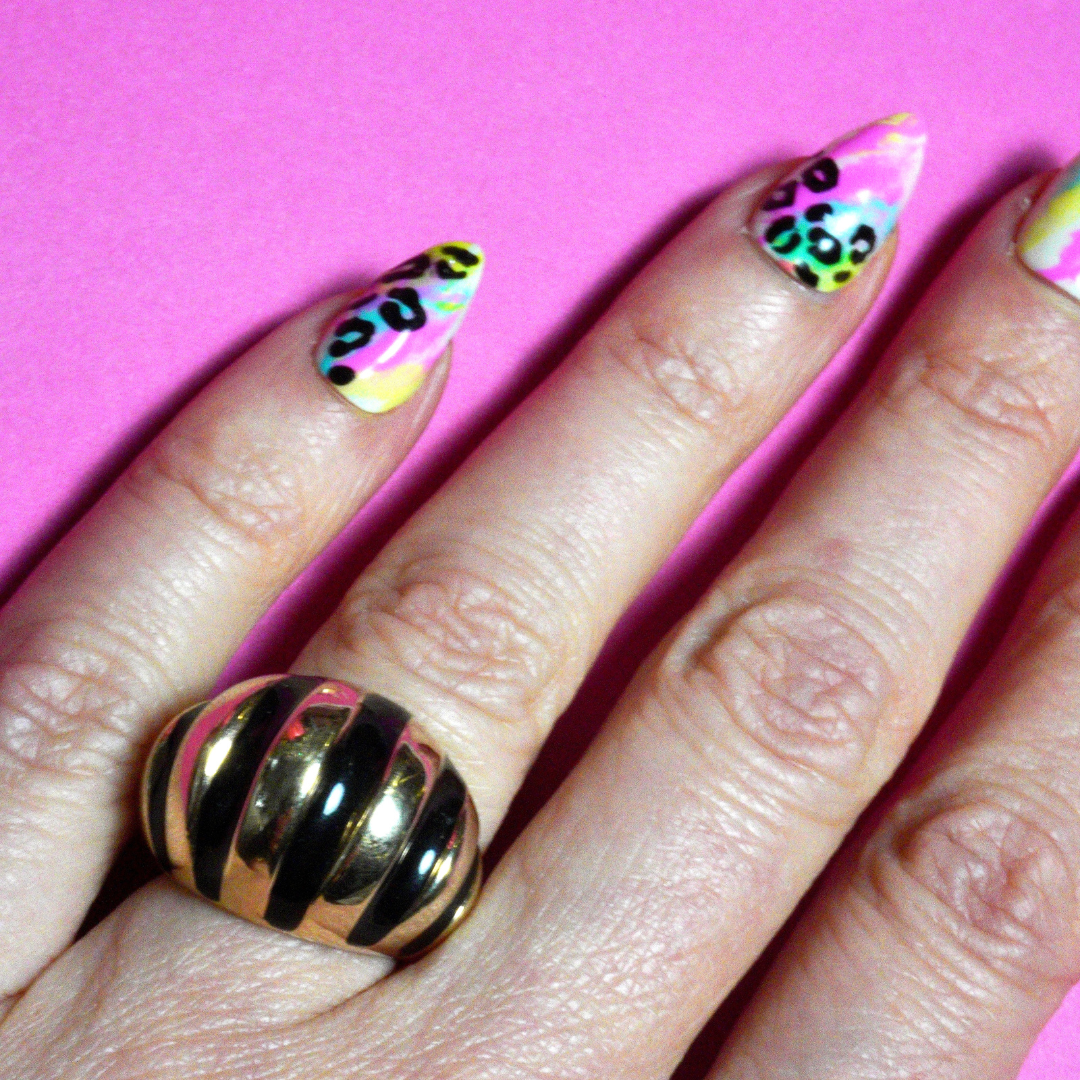 Vintage black and gold croissant Ring 2