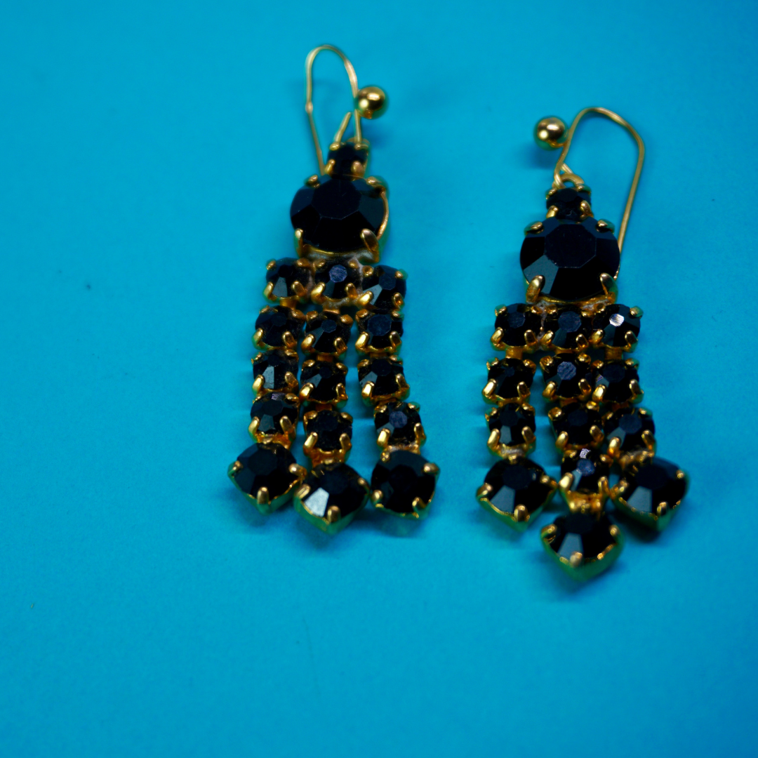 Vintage dangle earrings (black)