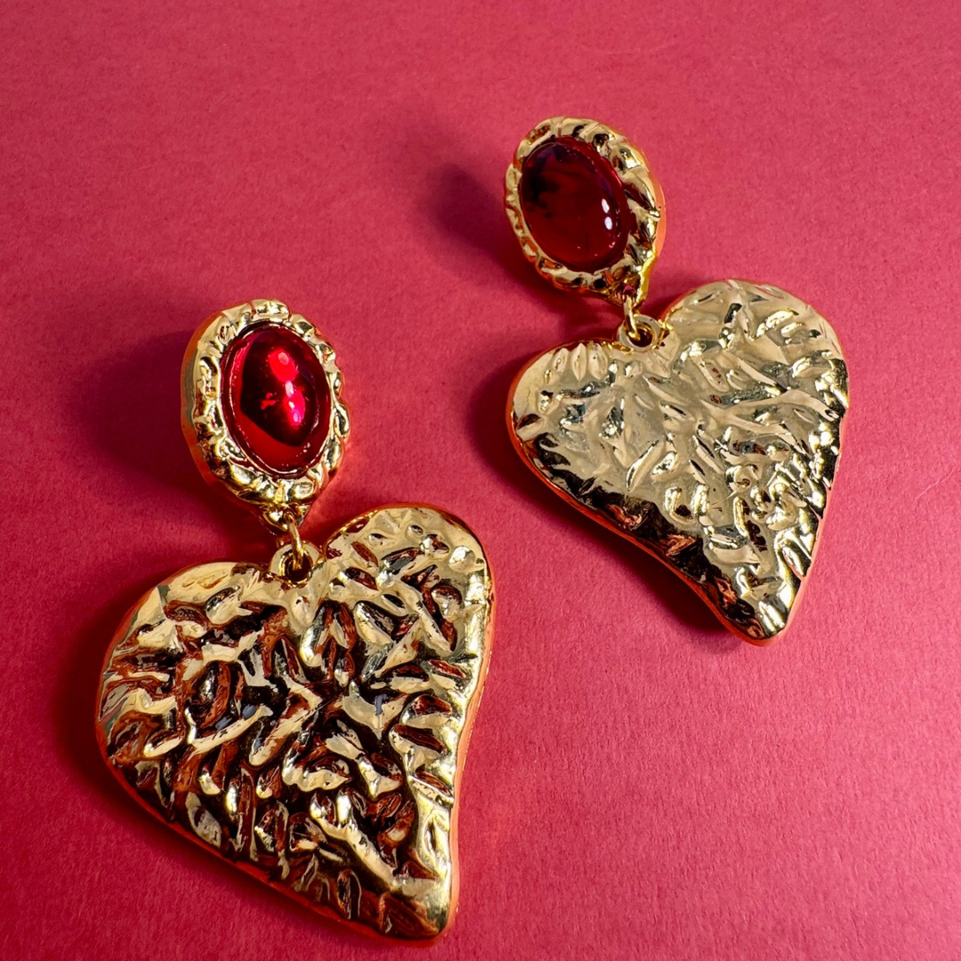 Vintage Heart Statement Earrings