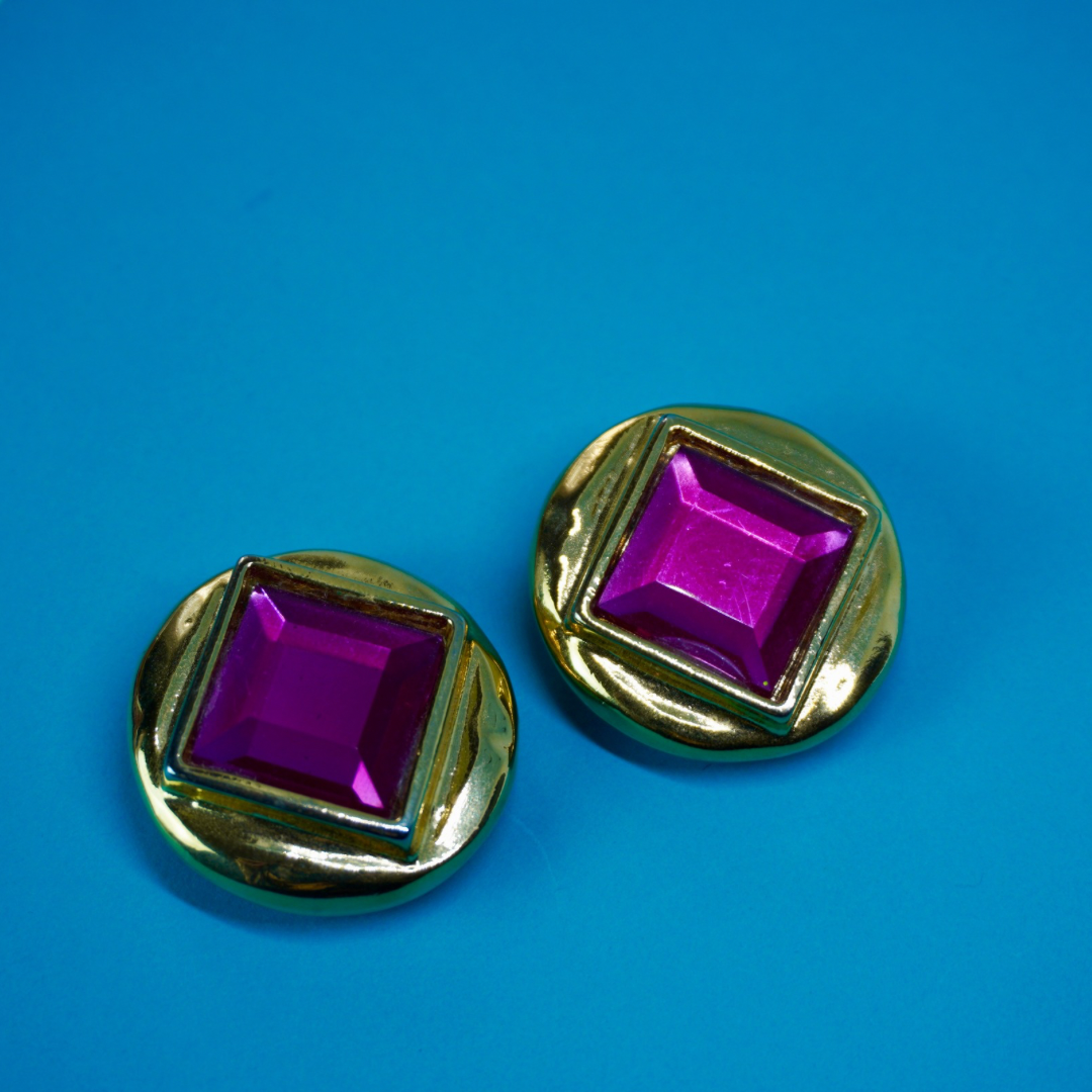 Vintage clip-on earrings (pink)