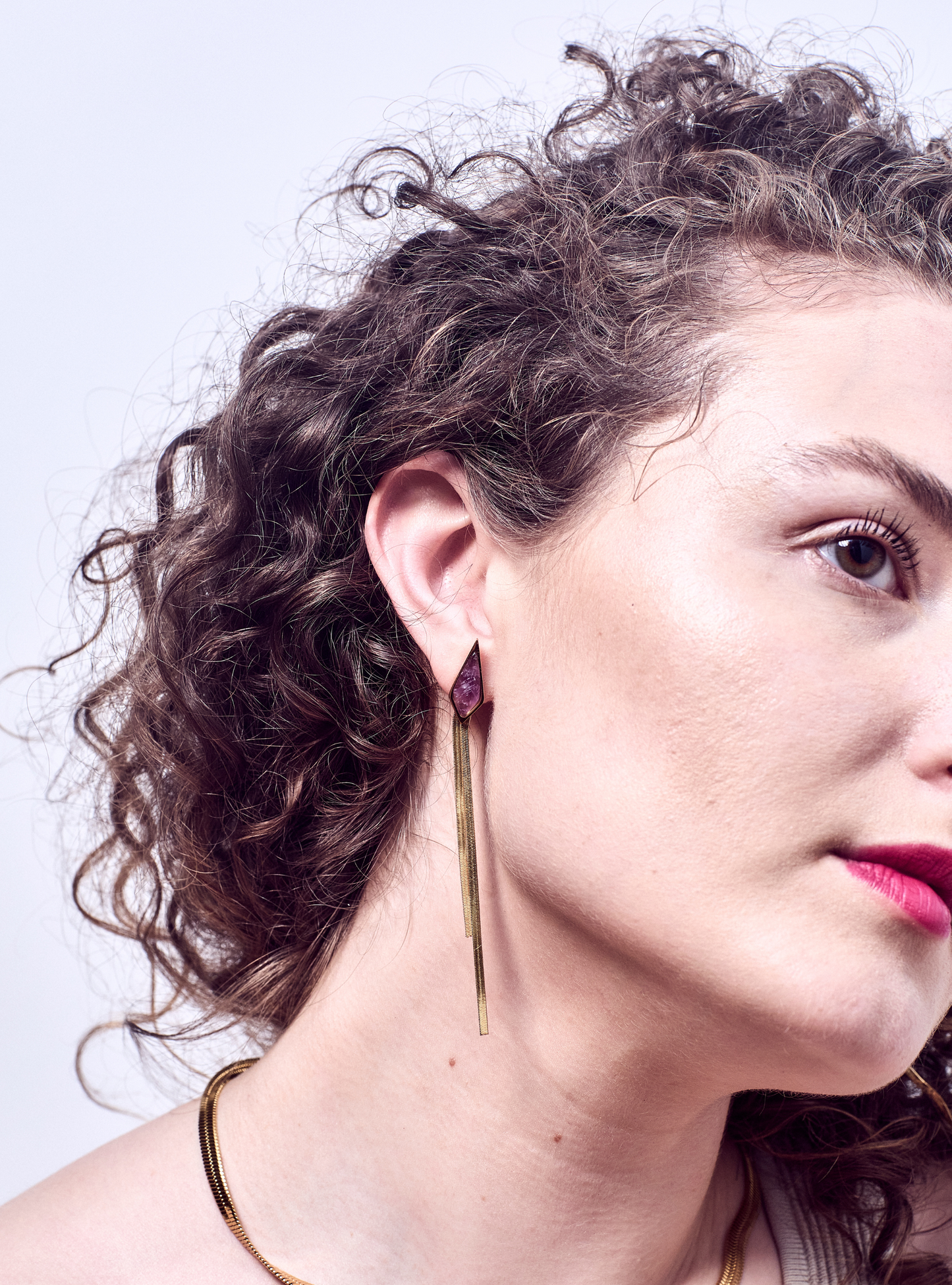 Violet Whispers Amethyst Gold Earring