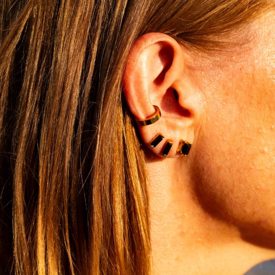Sparkle Black Onyx Gold Studs