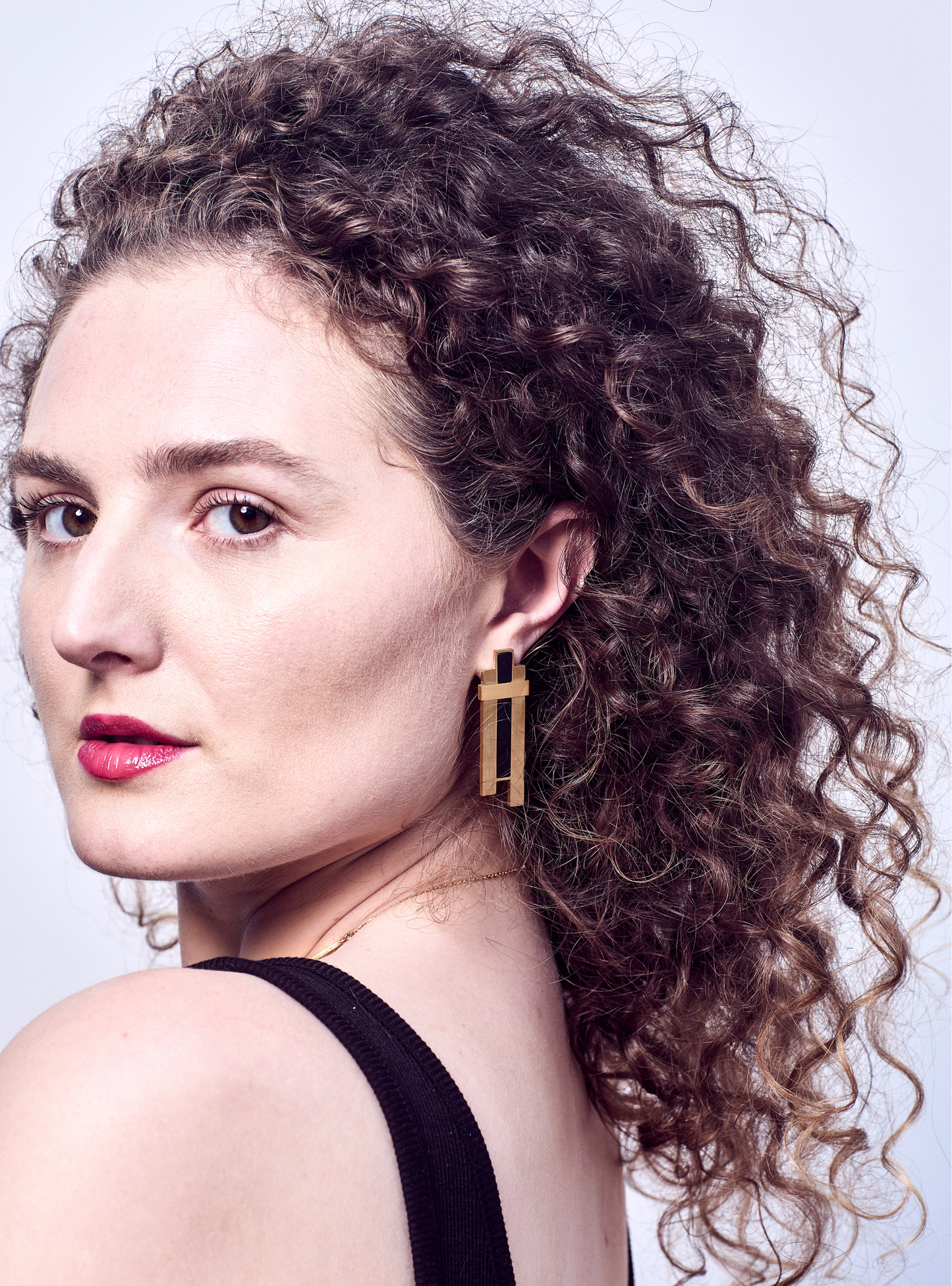 Nightcrawler Black Onyx Gold Earring