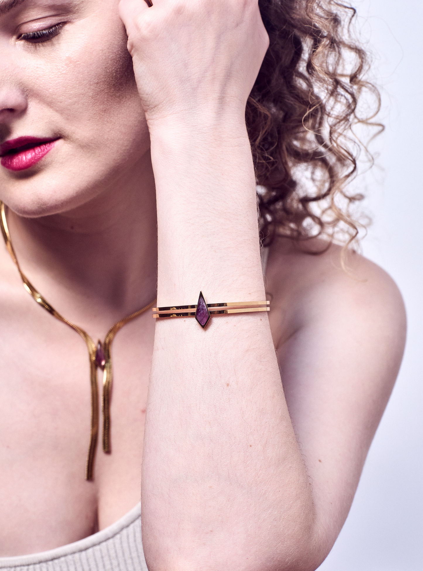 Cotton Skies Amethyst Gold Bracelet