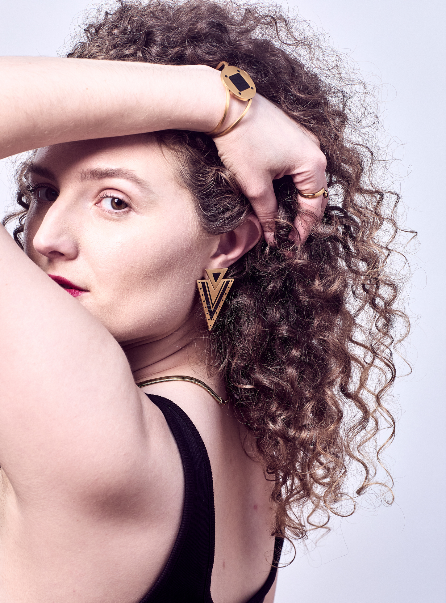 Electric Black Onyx Gold Earring