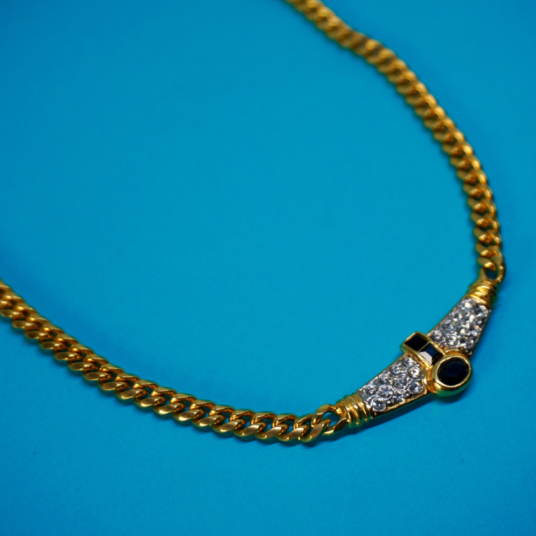 Vintage pavé rhinestone pendant necklace