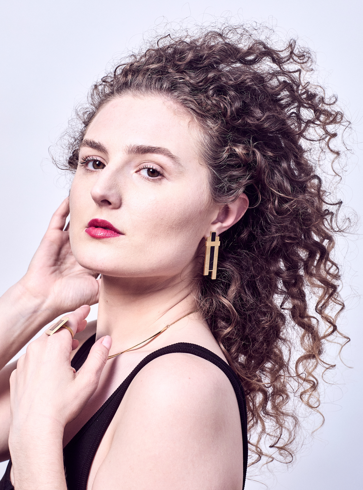 Nightcrawler Black Onyx Gold Earring