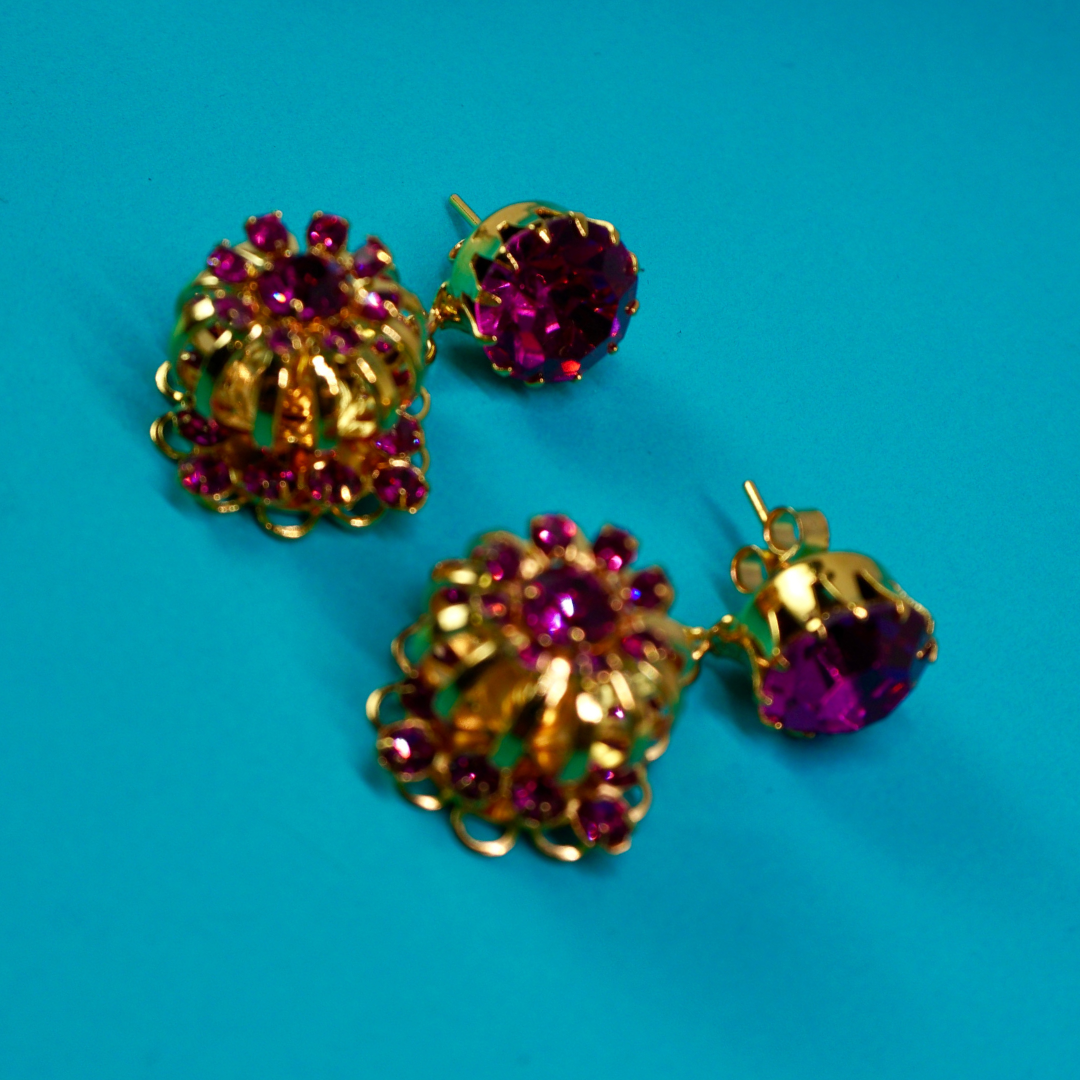 Vintage earrings (fuchsia)