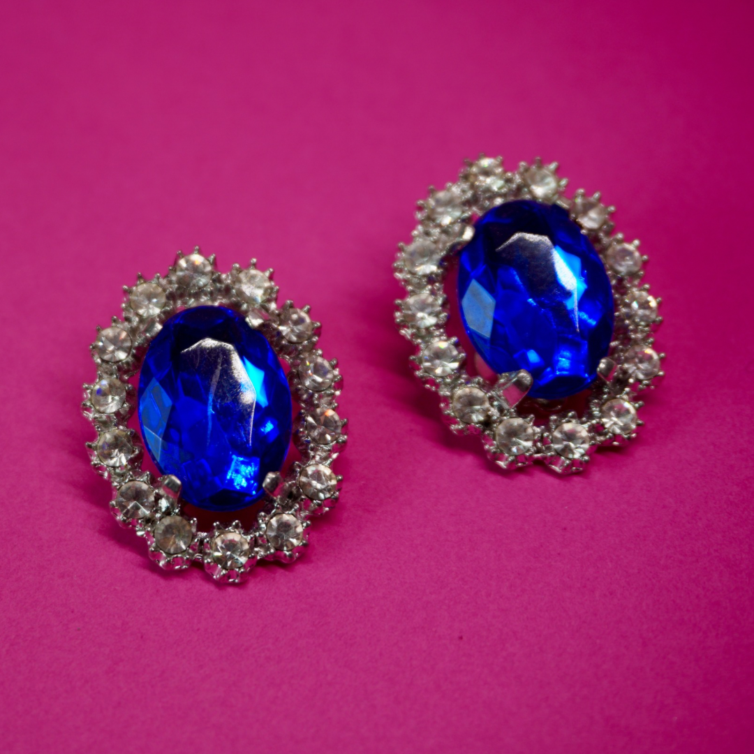 Vintage clip-on earrings (silver/blue)