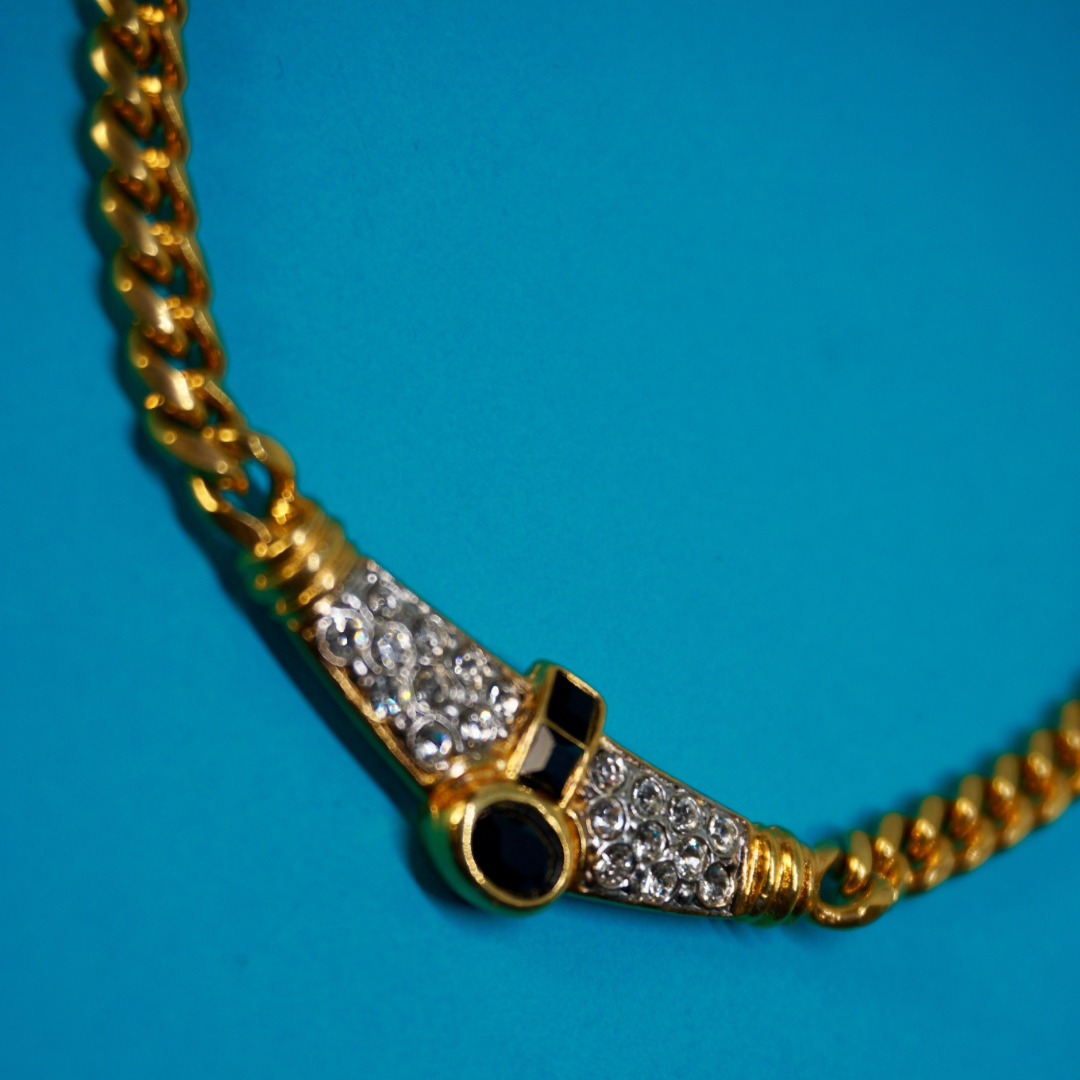 Vintage pavé rhinestone pendant necklace