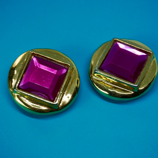 Vintage clip-on earrings (pink)