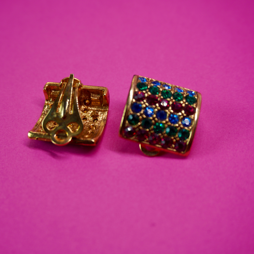 Vintage clip-on earrings rainbow