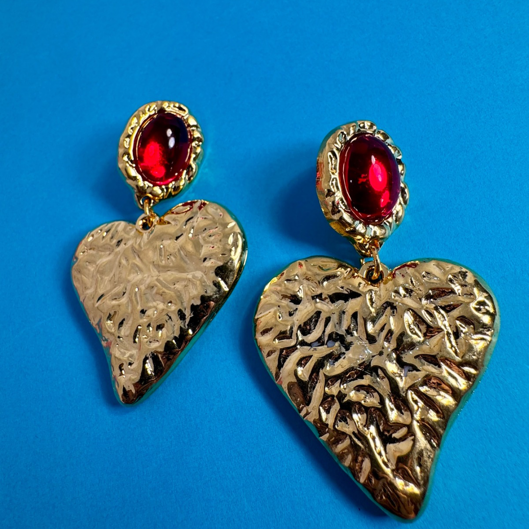 Vintage Heart Statement Earrings