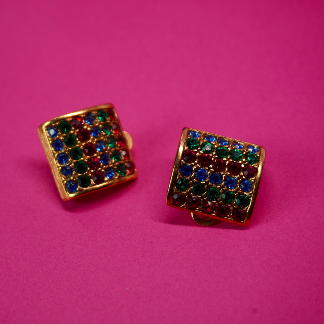 Vintage clip-on earrings rainbow