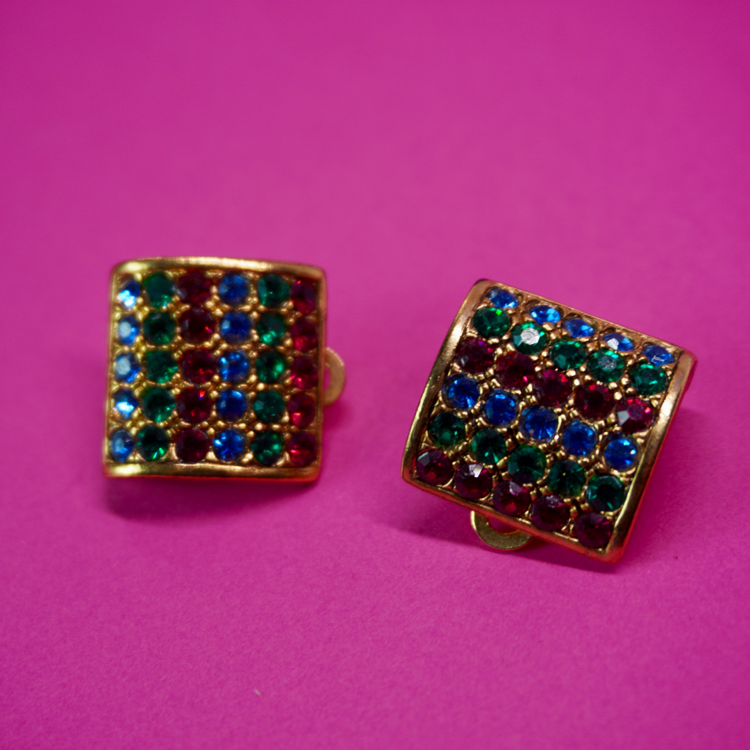 Vintage clip-on earrings rainbow