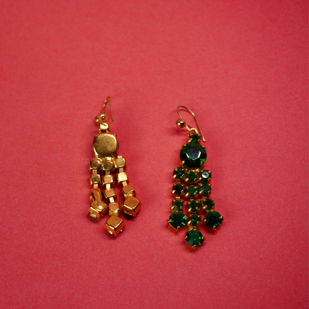 Vintage dangle earrings (green)