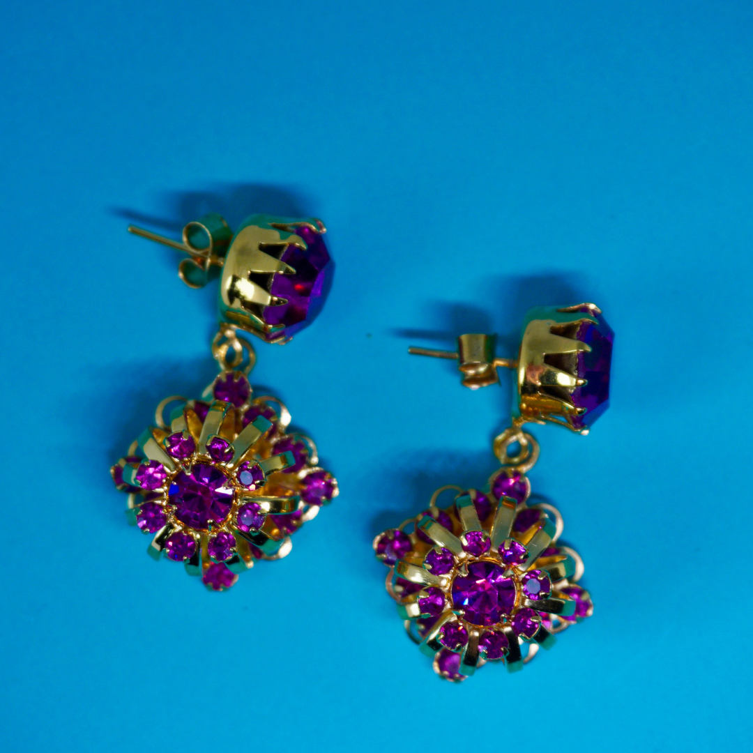 Vintage earrings (fuchsia)