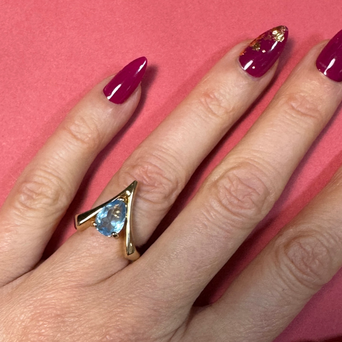 Vintage Aqua Chevron Ring