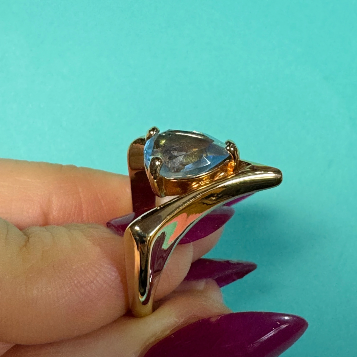 Vintage Aqua Chevron Ring