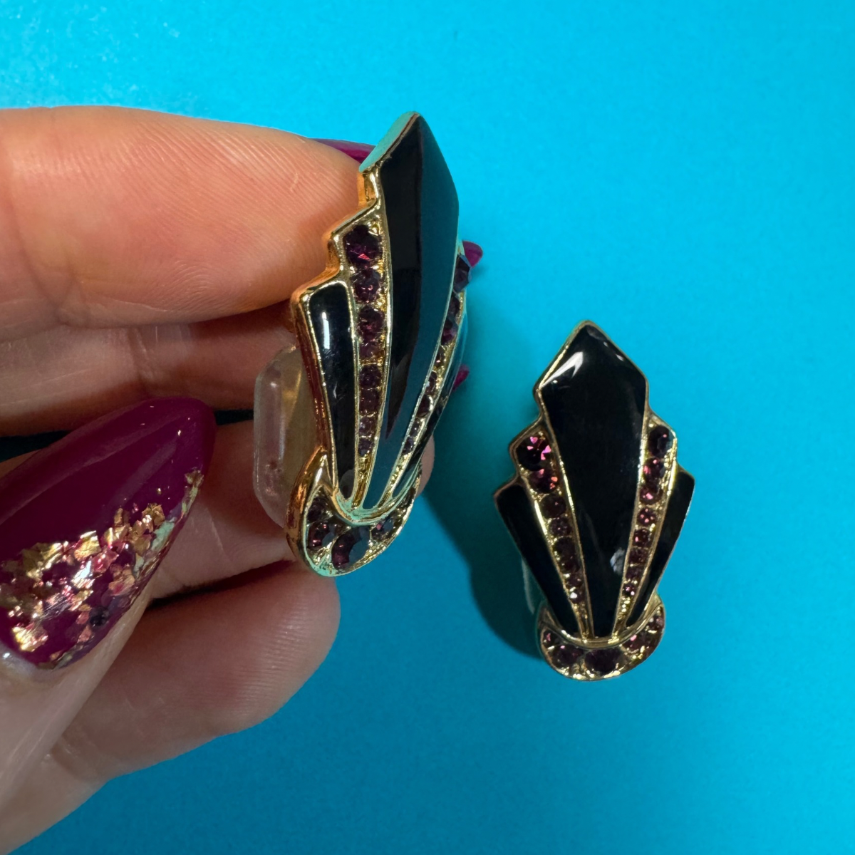 Vintage Art Deco Clip On Earrings