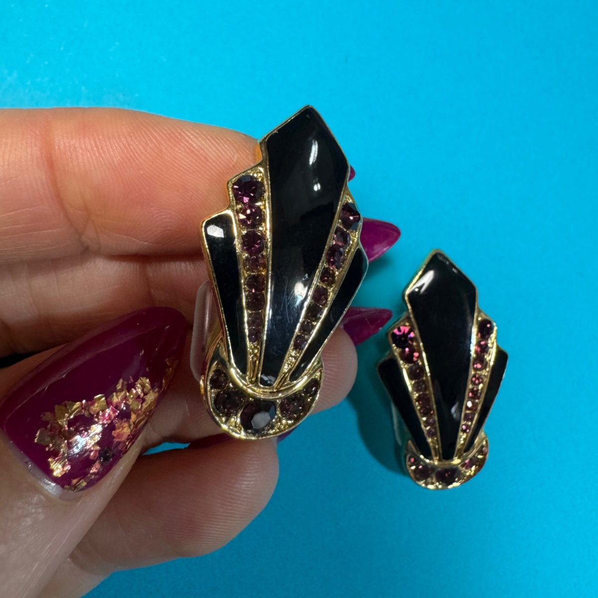 Vintage Art Deco Clip On Earrings