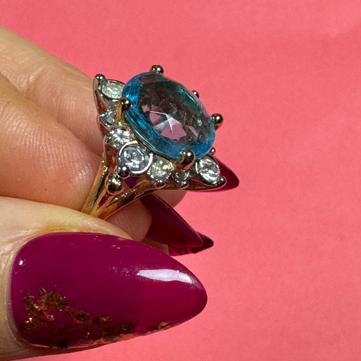 Vintage Aqua Snowflake Ring