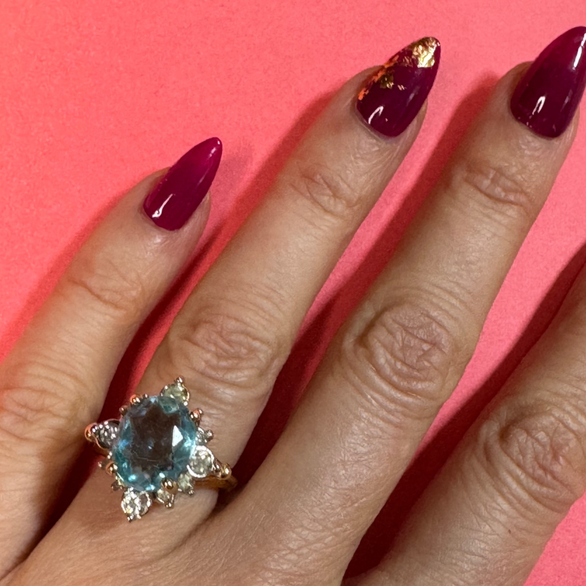 Vintage Aqua Snowflake Ring