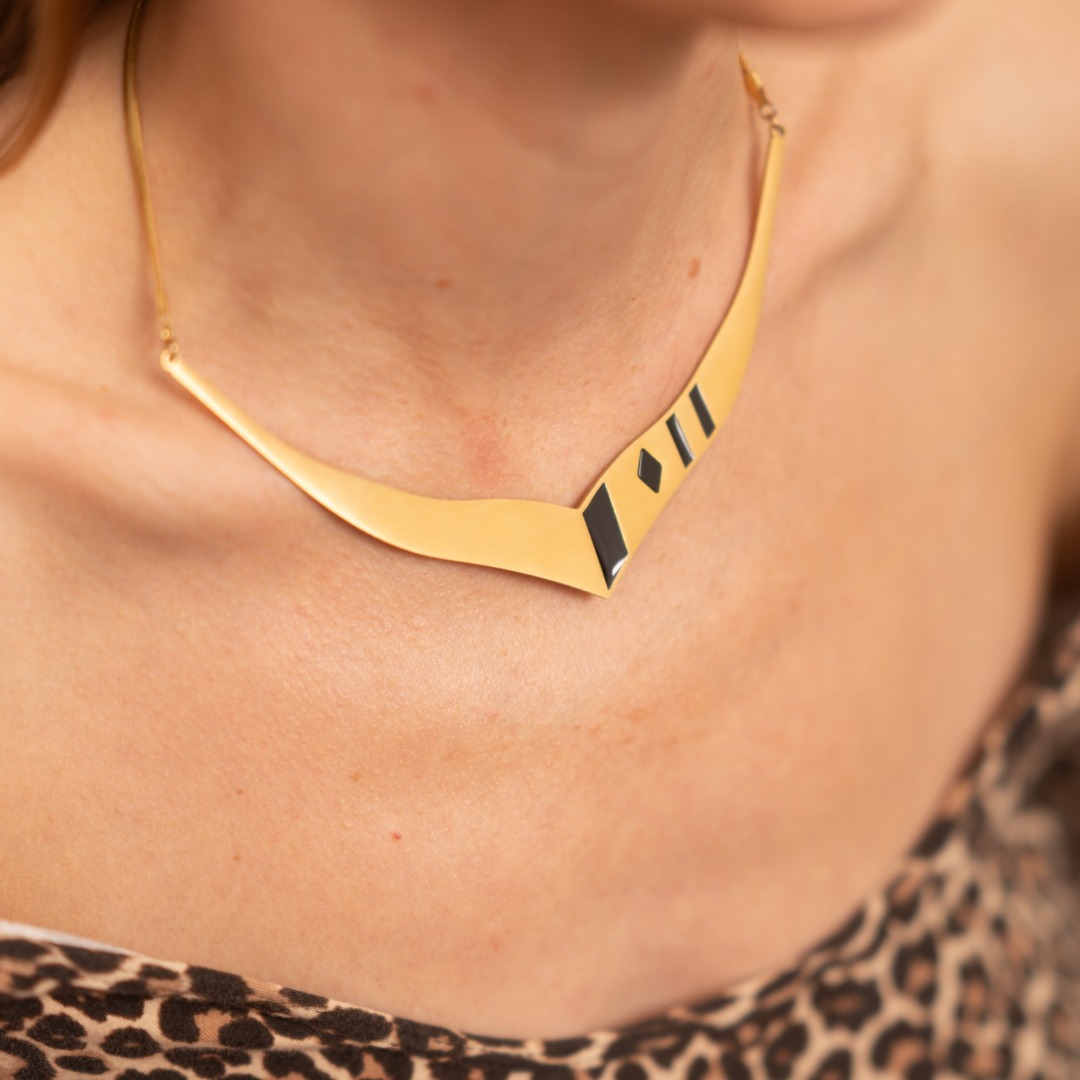 Midnight Black Onyx Gold Necklace