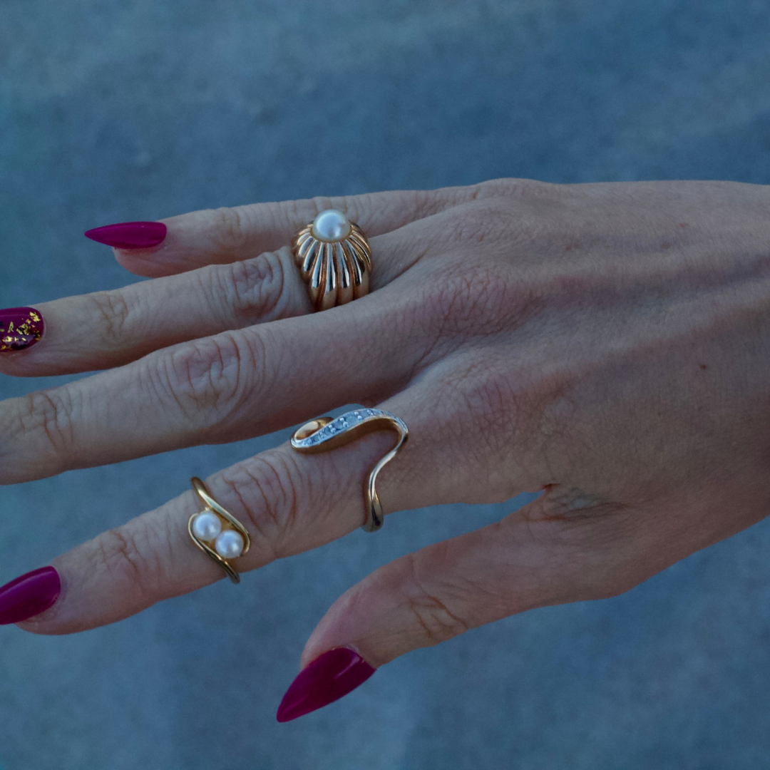 Vintage Two Pearls Ring